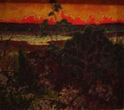 konrad magi Landscape with red cloud France oil painting artist